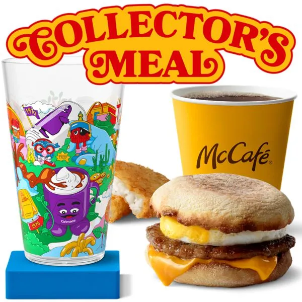 Collector's meal, collectible cups with sausage Mcmuffin Egg Meal